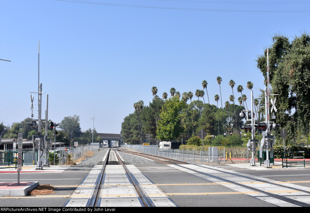 Looking west from Redlands-University Station-the overpass in the background is the 10 freeway 